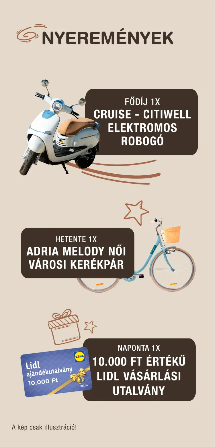 A promócióban megnyerhető nyeremények plakátképe.